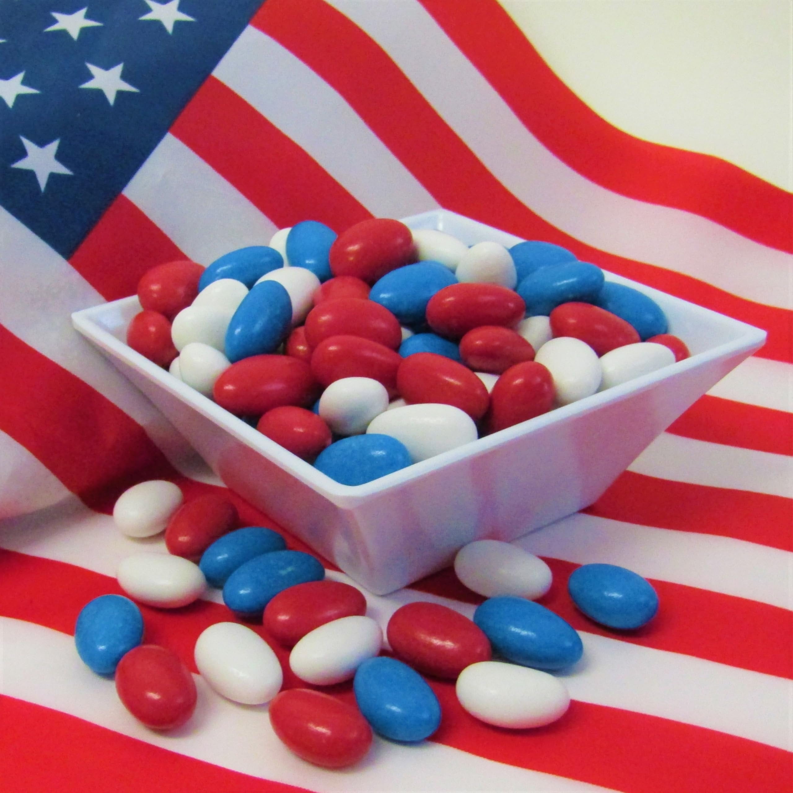 Patriotic Jordan Almonds Medley by Its Delish, 10 Lbs Bulk  Red White and Blue Candied Almonds  Fourth of July Party Decorations US Flag Colors - Bulk Vegan & Kosher Candy  Made in USA