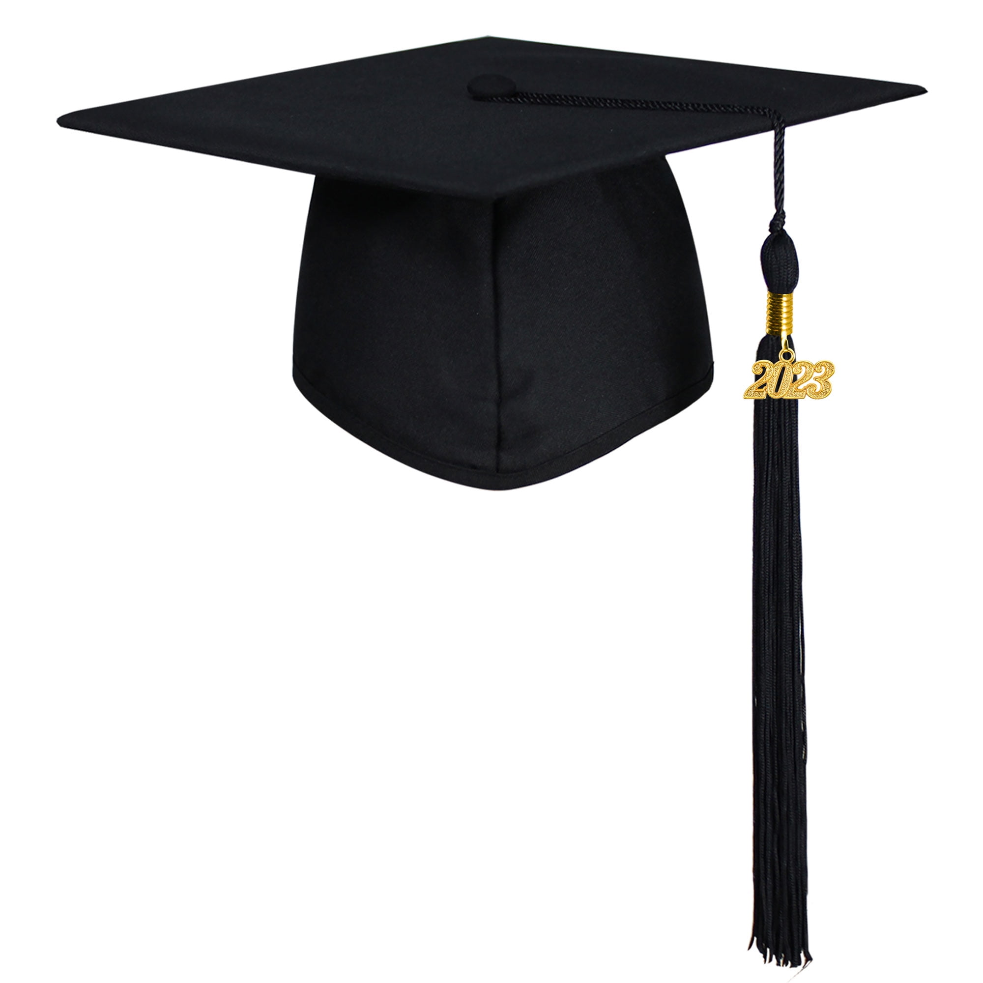 GraduationMall Unisex Adult Matte Graduation Cap with 2023 Tassel Black