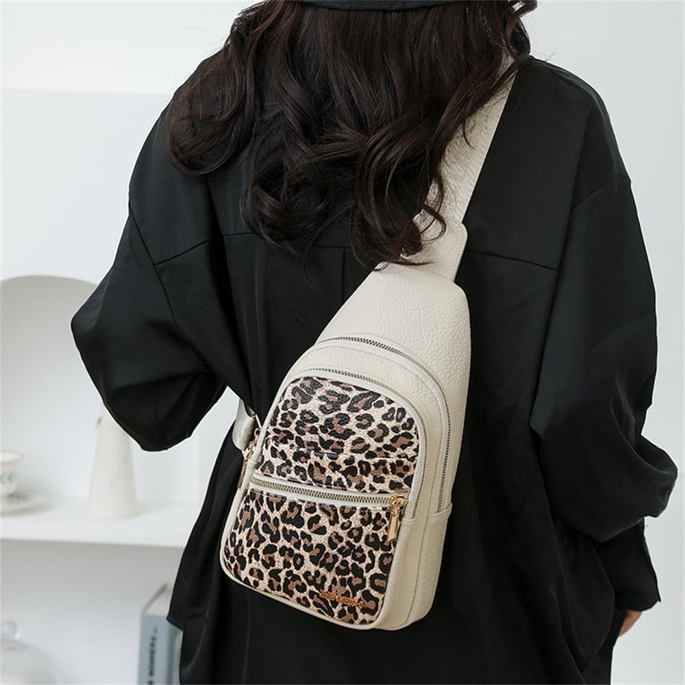 Leopard Chest Sling Bag for Women Cheetah Print Crossbody Chest Pack Animal Print Purse Leopard Purse Fanny Daypack