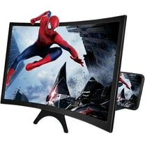 GLUAAE 12" Curved Phone Magnifier - 3D HD Screen Amplifier with Stand for Movies/Gaming (Universal Smartphone Compatible)