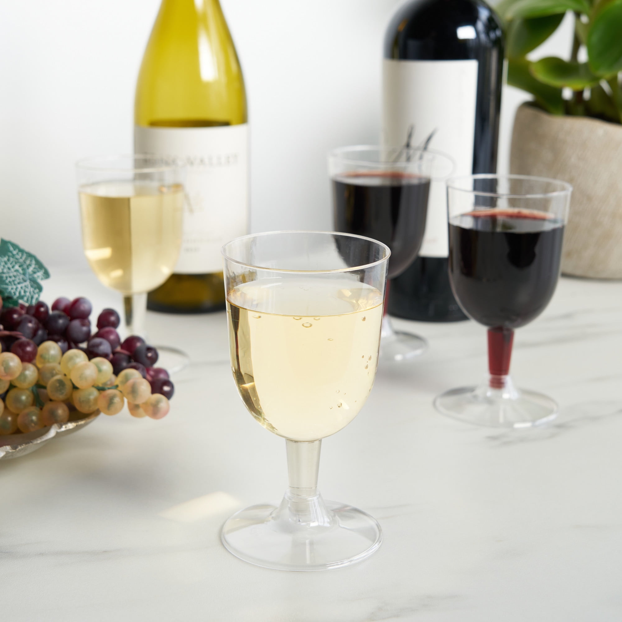 Mimorou 100 Pieces 5 oz Plastic Wine Glasses with Stem Disposable Plastic  Party Wine Cups Bulk Goble…See more Mimorou 100 Pieces 5 oz Plastic Wine
