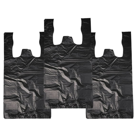 TP Plastic Heavy Duty Small Black T-Shirt Bags, 2000 Count – 7" x 5" x 15" Grocery Shopping Bags for Retail, Takeout, Food Service
