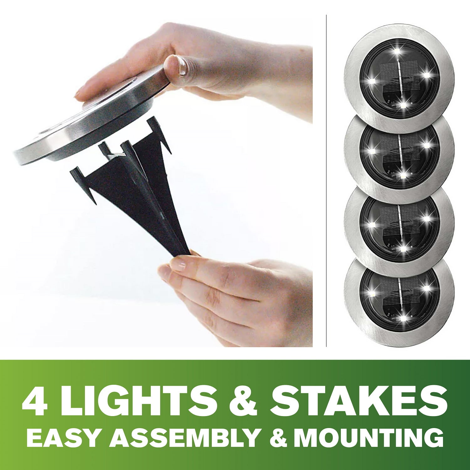 EMSON 1998 Disk Light, 4-Lamp, LED Lamp, Stainless Steel Fixture
