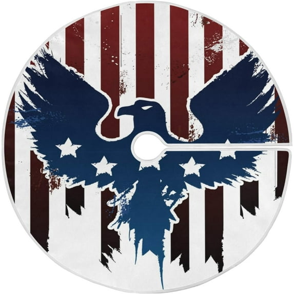 FMSHPON American Eagle Xmas Christmas Tree Skirt Stand Mat for Holiday Party Decoration Indoor Outdoor 48 inches