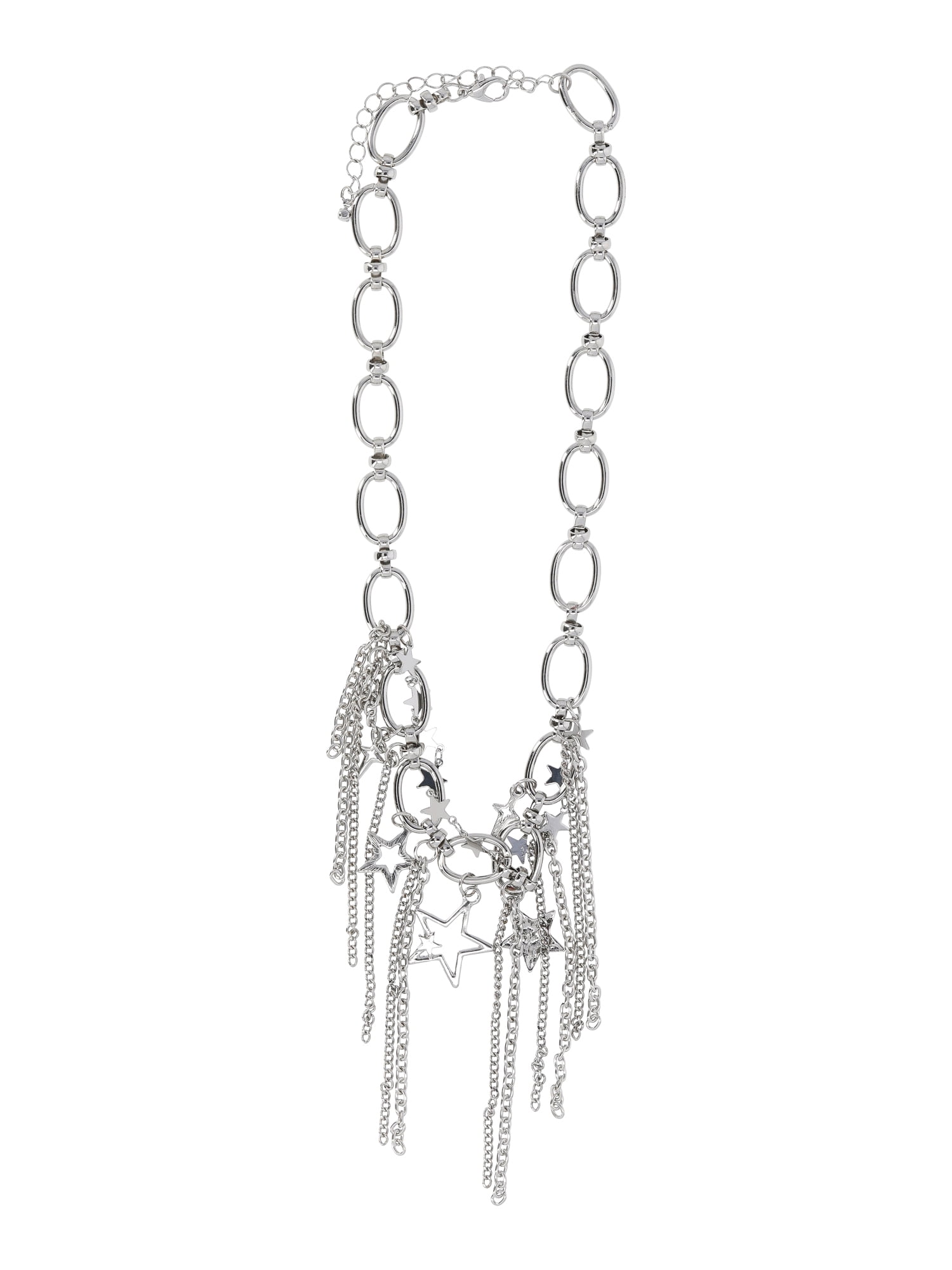 No Boundaries Fringe Necklace with Stars Silver Rhodium for Female Adults and Teens