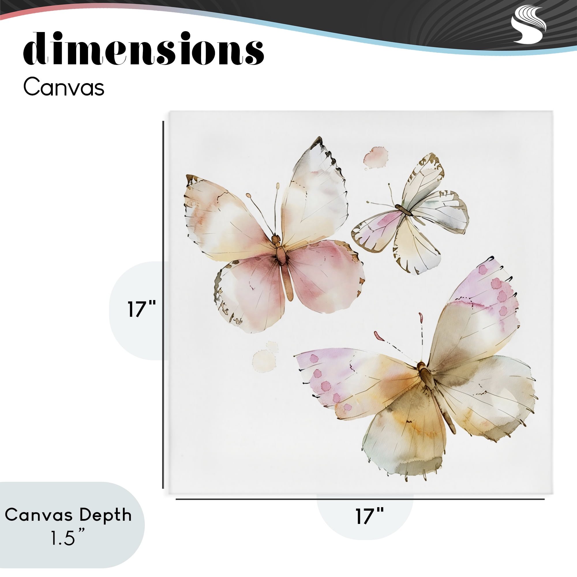 Stupell Industries Pink Watercolor Butterfly Trio Canvas Wall Art, design by Creative Studio