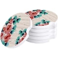 thumbnail image 1 of RYLABLUE Red Flowers on Wooden Grain Set of 4 Car Coaster for Drinks, Absorbent Ceramic Stone Coasters Cup Mat with Cork Base for Home Kitchen Room Coffee Table Bar Decor, 1 of 5