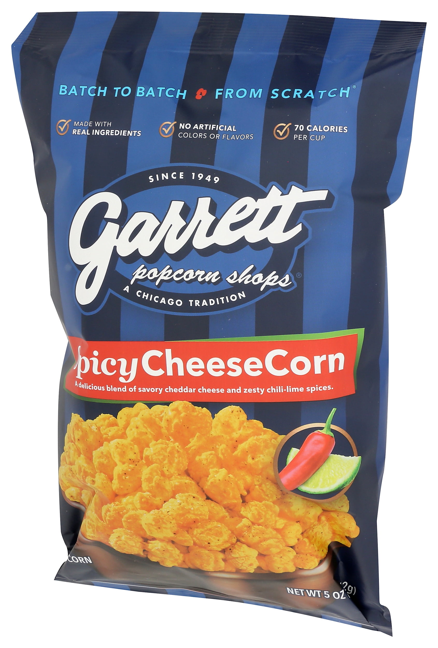 Pack of 9, Garrett Brands Spicy Cheese Corn Popcorn, 5 oz