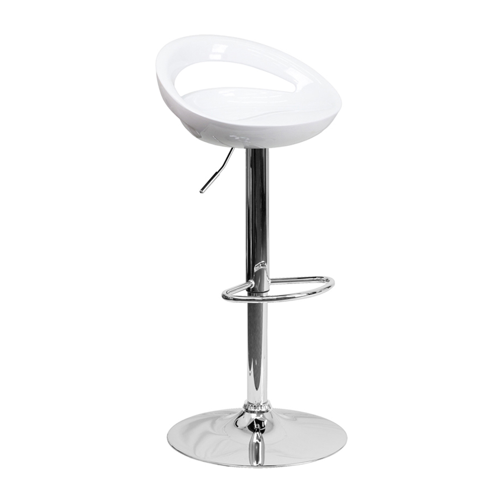 Adjustable Height Stool with Low Back,Swivel Seat Plastic Barstools with Footrest,Kitchen Bar Stools Counter Height Dining Chairs with Chrome Base for Indoor Outdoor Home Kitchen Dinning Room,White - image 1 of 4