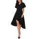 thumbnail image 1 of Vestido de invitada de boda para mujer INSPIRE CHIC con volantes, escote en V, cóctel, de noche, midi acampanado, talla XL, negro, 1 of 6