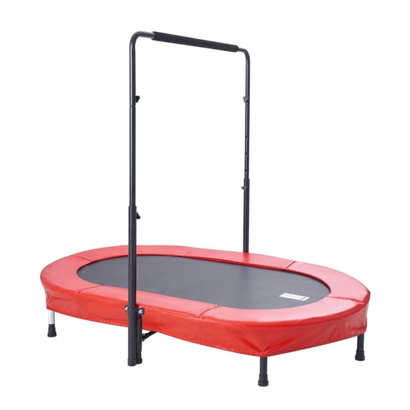 56" Foldable Trampoline for Kids, Mini Trampoline Indoor Outdoor, Adjustable Height Toddler Trampoline with Safety Pad, 220lbs Capacity