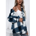 thumbnail image 4 of chouyatou Women's Casual Button Down Flannel Shirt Plaid Loose Fit Overshirt Fall Shacket Jacket, 4 of 6