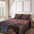 thumbnail image 2 of Ambesonne Music Fitted & Top Sheet Set with Shams, All Jazz Sign Brick Wall, Red Blue, 2 of 5
