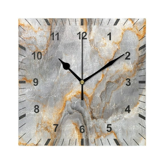 Marble Texture Wall Clock Battery Operated Silent Non-Ticking Bedroom Office Kitchen Home School Decor 7.8"(Black)