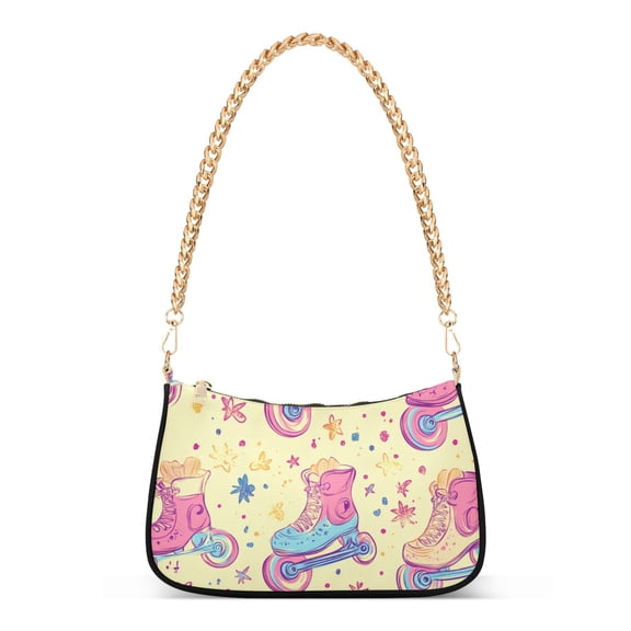 FORMRS Womens Shoulder Bag with Chain Strap Clutch Purse Cute Tote Handbag, Neon Skates