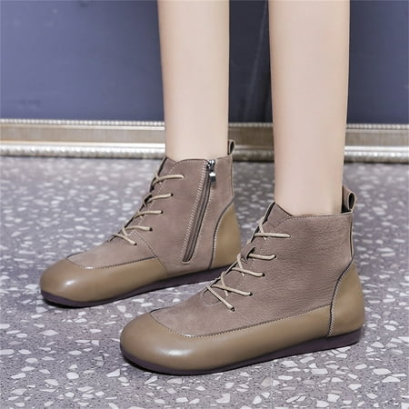 

New Years Eve Outfit Womens Boots Shoes Winter Snow Boots For Womensoft Soled High Top Round Toed Comfortable Women S Boots Zipper Lace Up Side Flat Soled Shoes Women S Boots Gifts