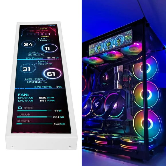 8.8in IPS Monitor, 1920x480 AIDA64 Hardware Monitor Panel, USB C Chassis Subscreen, CPU GPU SSD Data Temperature Monitor, Metal Case, for Pi Linux for Laptop