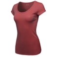thumbnail image 3 of FashionOutfit Women's Solid Basic Cap Sleeves Scoop Neck Tee, 3 of 4