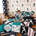 thumbnail image 5 of Erosebridal Teal Black Baseball Twin Bedding Sets, Sport Bedding Comforter Set for Boys and Girls, Black Reversible 7-Piece, 5 of 6