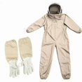 thumbnail image 1 of Traje de apicultura con guantes, mono de apicultor de algodón natural con velo de protección unisex (XL), 1 of 5