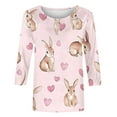 thumbnail image 5 of Odbmxy 3/4 Sleeve Plus Size Easter Tops for Women Holiday Womens Shirts Soft Summer Pink Casual Loose Graphic Shirts, 5 of 5