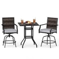 thumbnail image 2 of Costway 3 Pieces Outdoor Swivel Bar Set,High Top Patio Bar Table and Rattan Wicker Chair, 2 of 9