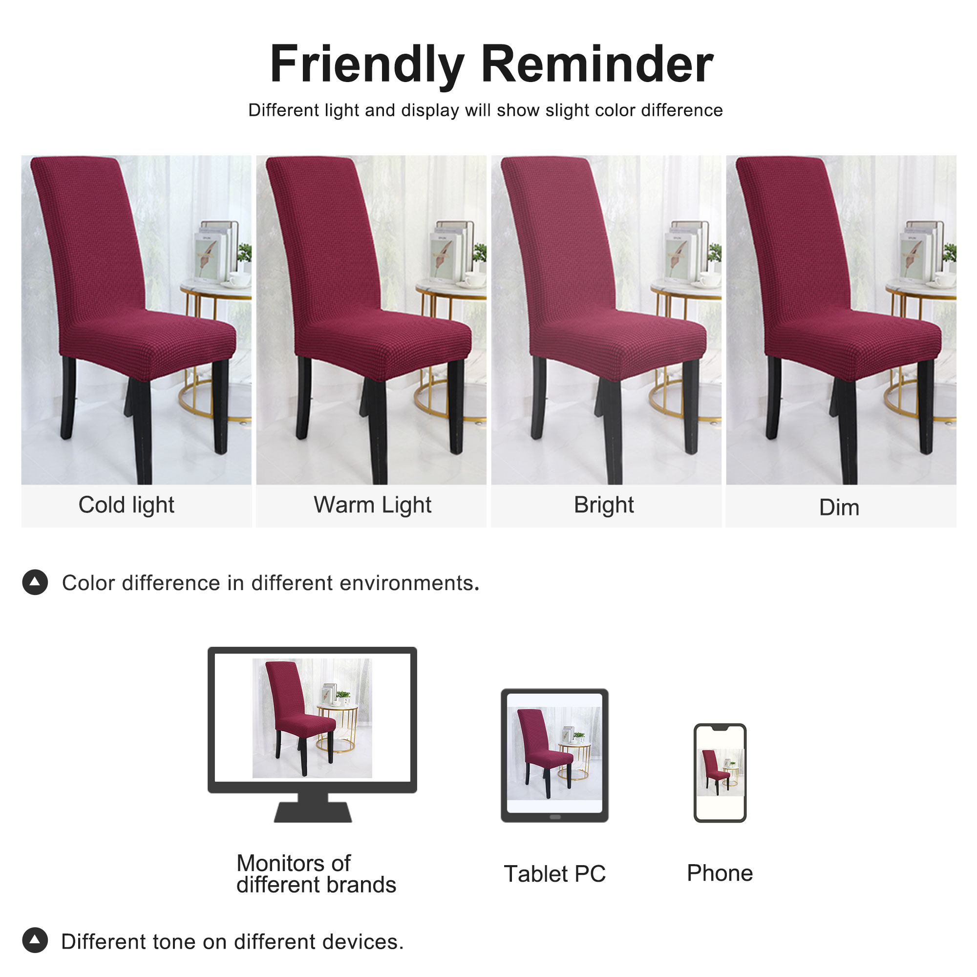 Unique Bargains Knit Spandex Seat Cover for Dining Chair Slipcovers Burgundy