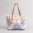 thumbnail image 3 of Bolsos y carteras bohemios para mujer, bolsos de mano de diseñador de lujo, novedad de 2023, bolso de hombro con borlas decorativas a cuadros y flores de lona, 3 of 5