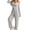 Gray, variant on Off Shoulder Button Crop Top Wide Leg Pants Two Piece Outfit for Women Sexy Casual Knit Sets