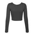 thumbnail image 3 of KOGMO Womens Long Sleeve Crop Top Solid Round Neck T Shirt, 3 of 8