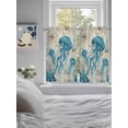 thumbnail image 3 of Teal Jellyfish Coastal Bathroom Window Curtain, Vintage Summer Beach Nautical Light Filtering Coffee Kitchen Curtains, Bedroom Living Room Curtains 2 Panel 84"x54", 3 of 6