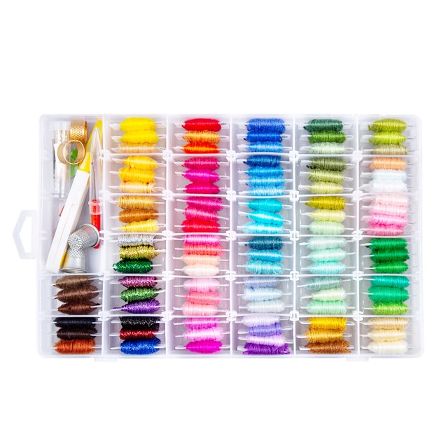 Juego de hilos metálicos de hilo de bordado de 100 colores, kit de hilo de punto de cruz multicolor, hilos de tejer DIY Yuarrent HA1542-00B