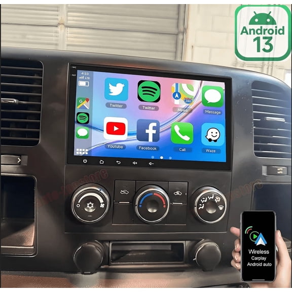 8" For GMC Sierra 1500 2008-2013 / For Chevy Silverado Car Stereo Radio, Android 13 with Wireless CarPlay & Android Auto, 2 32GB, GPS, SWC, IPS Touchscreen