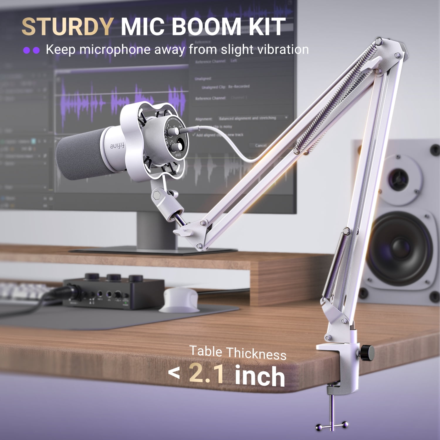 FIFINE K688 Podcast Dynamic Microphone with Boom Arm Stand, XLR USB Studio Microphone Kit for PC Computer, Gaming Mic with Clear Voice, Mute Button, Headphone Jack for Recording, K688CTW