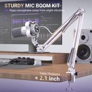 FIFINE K688 Podcast Dynamic Microphone with Boom Arm Stand, XLR USB Studio Microphone Kit for PC Computer, Gaming Mic with Clear Voice, Mute Button, Headphone Jack for Recording, K688CTW