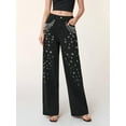 thumbnail image 6 of Bestseller Women's Loose Fit Jeans - Slimming Straight Leg Denim Pants with Beaded Details, Comfortable & Casual, 6 of 8