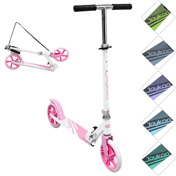 Scooter para Niños Altura Ajustable Ruedas de Goma Freno Trasero Plegable con Correa Apto a partir de 115 cm Soporta hasta 50 kg - Rosa