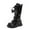 Black, variant on lnmuld Boots for Girls Stylish Autumn Girls Casual Boots Flat Thick Sole Non Durable PU Leather Comfortable Walking Footwear for Kids Size:9-9.5 Years