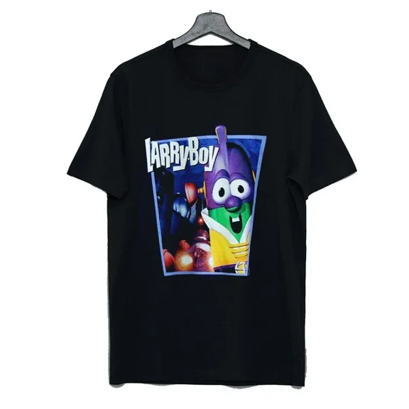 Vintage Larry Boy VeggieTales Cartoon Movie Unisex T Shirt Gift for Fan S-5XL ,Black Color,Size L