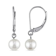 Everly Cultured Freshwater Pearl 10kt White Gold Leverback Drop Earrings