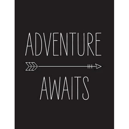 Dot Link - Adventure Awaits : Inspirational Quote Journal, 8.5x11 In,110 Pages Mixed of 90p Dotted Grid 20p Line Ruled, Black White: Quote Journal to Write in Your Wisdom Thoughts, Plan, and Ideas for Life/ Business /Office /Student/ Teacher