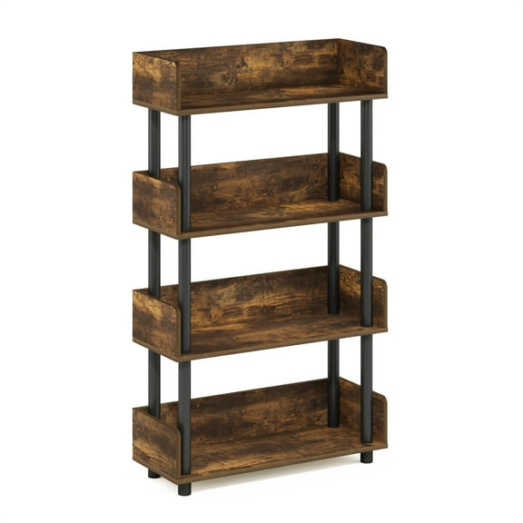 HomeStock Earthy Elements 4-Tier Toolless Display Rack, Amber Pine/Black