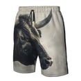 thumbnail image 4 of Cauagu Mystical Bull in Fog Print Men's Swim Trunks,Hawaiian Bathing Suit Swimsuits Beach Shorts with Pockets for Men Quick Dry Swimming Board Shorts-, 4 of 6