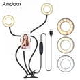 thumbnail image 1 of Andoer 3.5 Inch Clip-On Mini USB Ring Light Fill-in Lamp Dual Lights 3 Lighting Modes Dimmable Flexible Arms Design with Phone Holder for Live Streaming Video Online Singing Chatting Selfies, 1 of 7