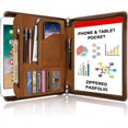 thumbnail image 1 of [free Name Customization] Leather Business Portfolio Case, Handmade Genuine Organizer Folder Tablet Folio, Durable Vintage Padfolio With Sleeves For D, 1 of 5