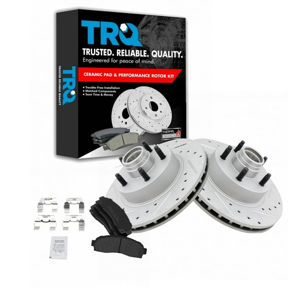 TRQ Front Performance Brake Pad & Rotor Kit Brake Pads Brake Rotors Set Semi-Metallic Premium G-Coated Fits Select 2003-2011 Ford Ranger