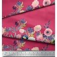 thumbnail image 2 of Soimoi Pink Poly Georgette Fabric Ranunculus & Chrysanthemum Floral Print Fabric by Yard 42 Inch Wide, 2 of 3