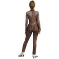 thumbnail image 2 of Sholeno Girls Full Body Figure Skating Jumpsuit Long Sleeve Mesh Skirted Gymnastics Dance Leotard Brown 10, 2 of 5