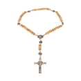 thumbnail image 4 of Rosario de amuleto de madera, collar de cuentas de rosarios hechos a mano con cruz para decoración del hogar y el coche, 4 of 5