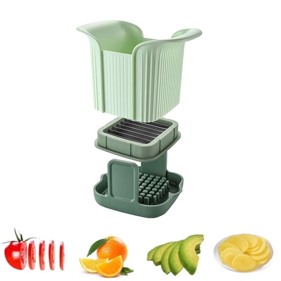 Slicer Tomato with Base,Stainless Steel Kitchen Gadgets for Fruits, 7 Sharp Blades Sliced Small Multifunctional KitchenTool for Potato, Onion, Grape